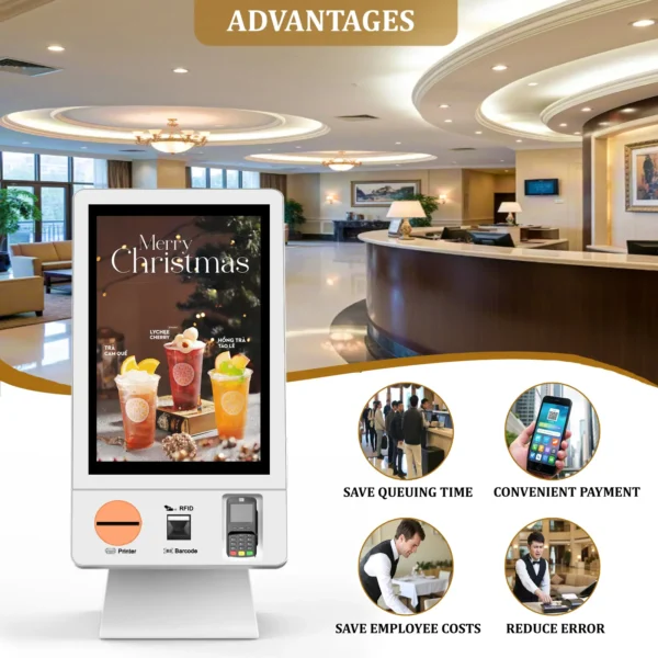 Advantages of Desktop Self-Service Kiosk 23.8 Inch Multi-Payment Terminal for Fast Food Shop