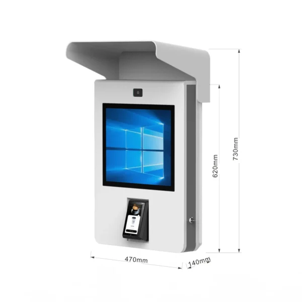 Dimensions of dustproof and rainproof outdoor self-service payment terminal kiosks for parking lots