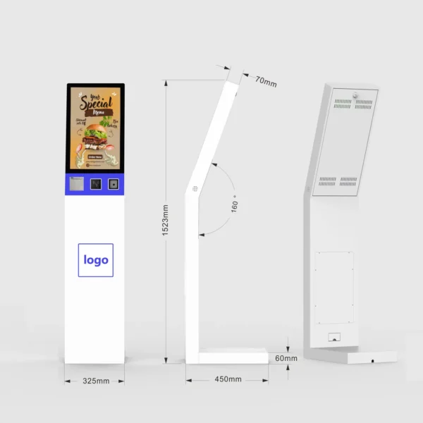 21.5 Inch Floor Standing LCD Touch Self-Service Fast Food Ordering Payment Kiosk Machine - Image 4