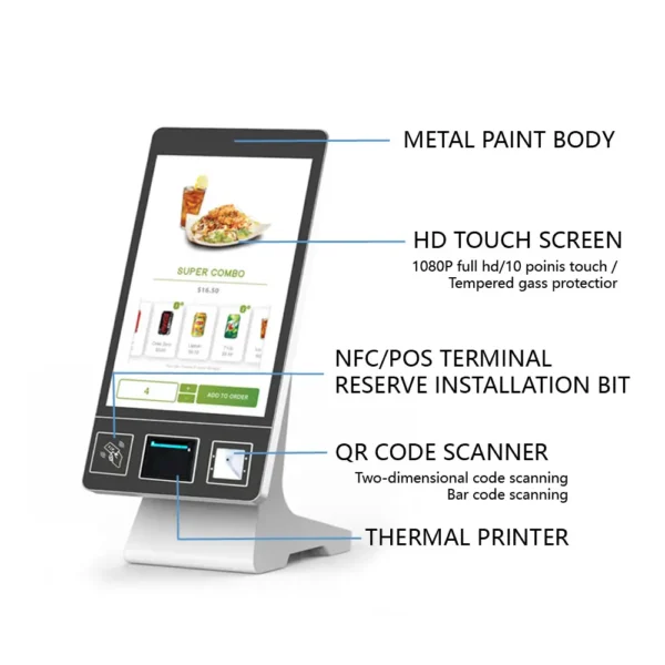 Modules of 21.5 Inch Floor Stand Wall Mount Self Ordering Machine Self Payment Kiosk for Restaurant