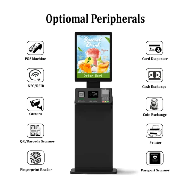 Opitional modelus of China Kiosk Manufacturer Indoor Fast Food Self Ordering Kisok Touch Screen Payment Kiosk