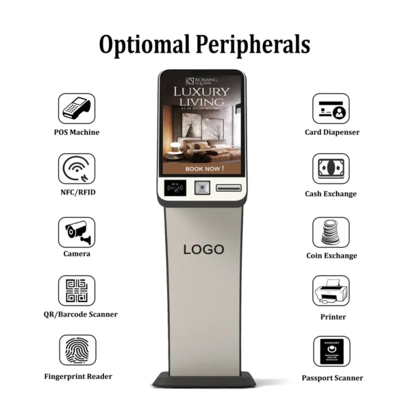 Optional Modelus of 2025 New Design Hotel Check in Card Dispenser Kiosk with RFID Reader Barcode Scanner