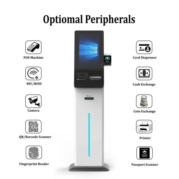 Freestanding 19 Inch Touch Screen Hotel Self Check-in Kiosk with Card Dispenser for Lobby - Image 4