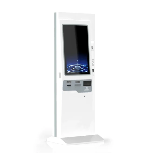 27 Inch Indoor Self Queue Management System Tickets Kiosk with Thermal Printer NFC Scanner