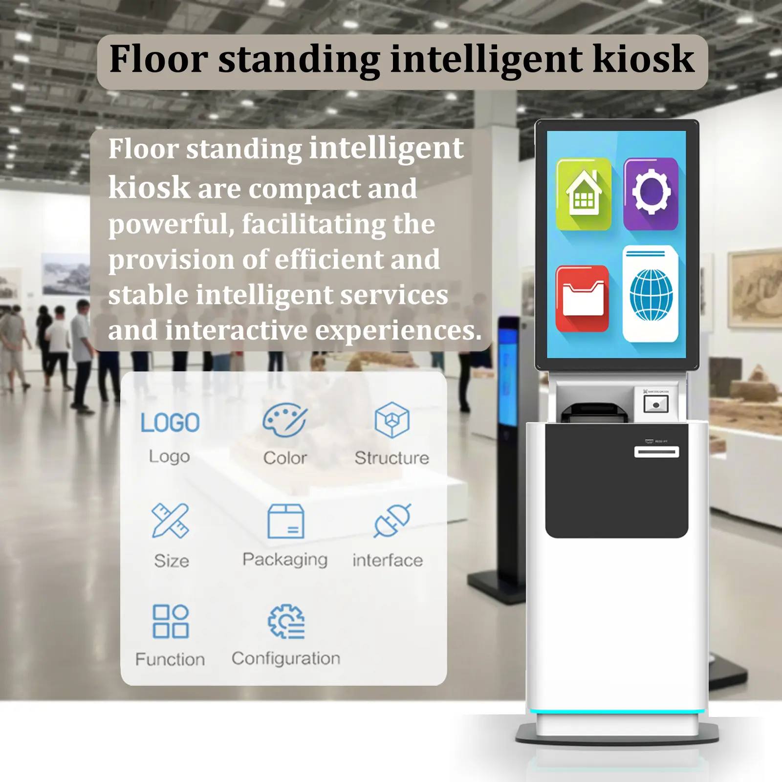 Advantages of Multifunctional 32 Inch Floor Stand Touch Screen Queue Ticket Kiosk for Shopping Mall Exhibition Halls