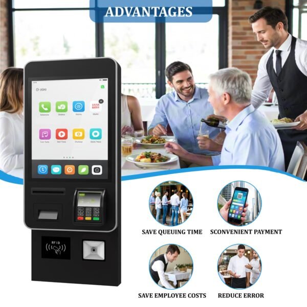 Advantages of Wall Mounted 24 Inch Capacitive Touch Screen Self Service Payment Kiosk with Printer