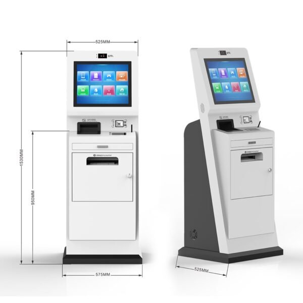 Dimensions of Smart Self-Checkout Kiosk with A4 Printing for Government Public Services