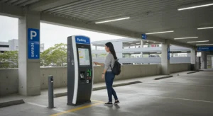 Guest Using Parking Kiosk