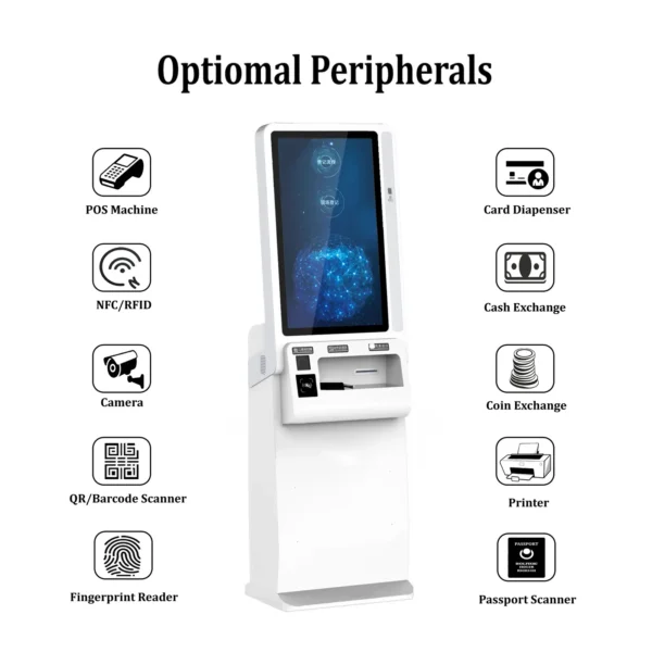 Optional Modules of Touch Screen Queue Management System Ticket Kiosk with Barcode Scanner Card Dispenser