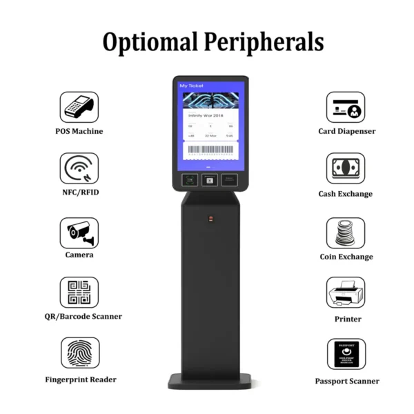 optional Molules of Manufacturer Queue Management System Ticket Dispenser Kiosk for Cinema Bank Commercial Hall